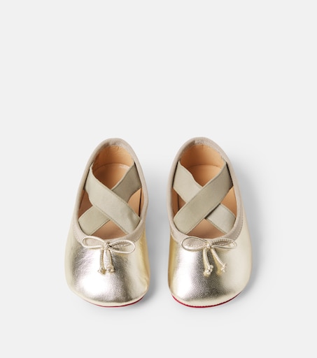 Christian Louboutin Kids 베이비 미니 카시아스티치나 가죽 발레 플랫