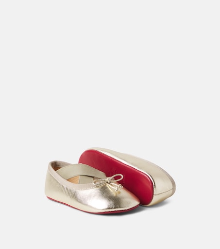 Christian Louboutin Kids 베이비 미니 카시아스티치나 가죽 발레 플랫