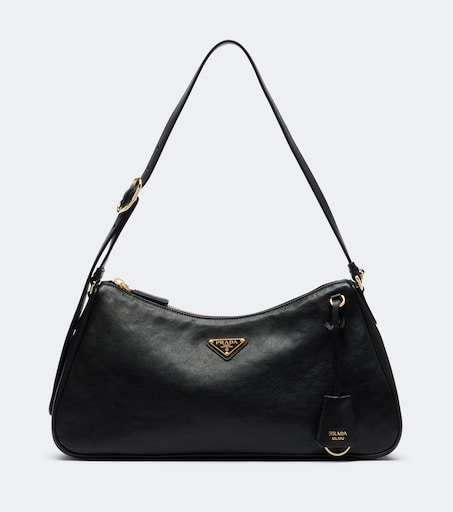 Prada Aimée Large leather shoulder bag in black - Prada | Mytheresa