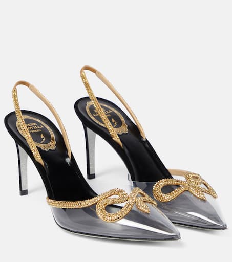Ponty Embellished PVC Slingback Pumps in Black - Rene Caovilla