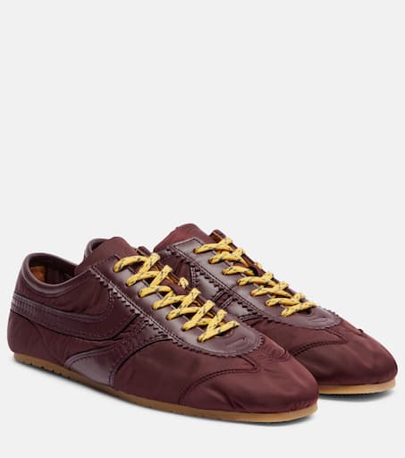 Leather-trimmed sneakers in burgundy - Dries Van Noten