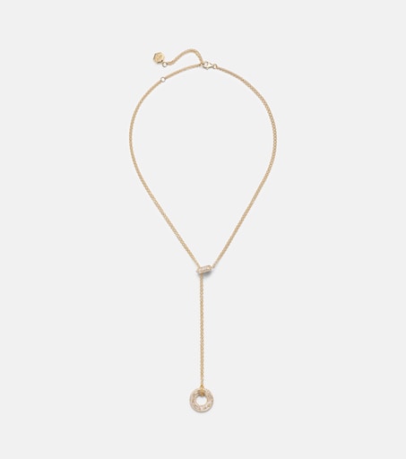 Orbit 18kt gold lariat necklace with diamonds
