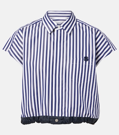 トップス sacai stripe poplin shirts 3 Striped poplin shirt in blue - Sacai | Mytheresa