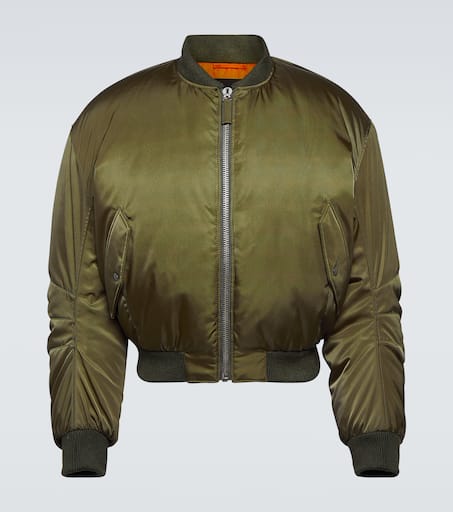 Re-Nylon cropped down bomber jacket in green - Prada | Mytheresa
