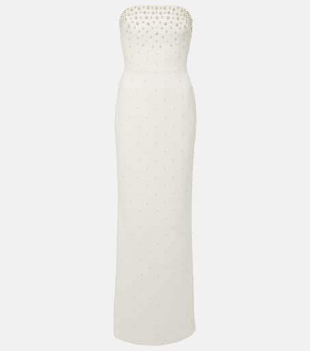 REBECCA VALLANCE☆ブライダル テレサ パール装飾 ドレス Bridal Theresa faux pearl-embellished gown in white