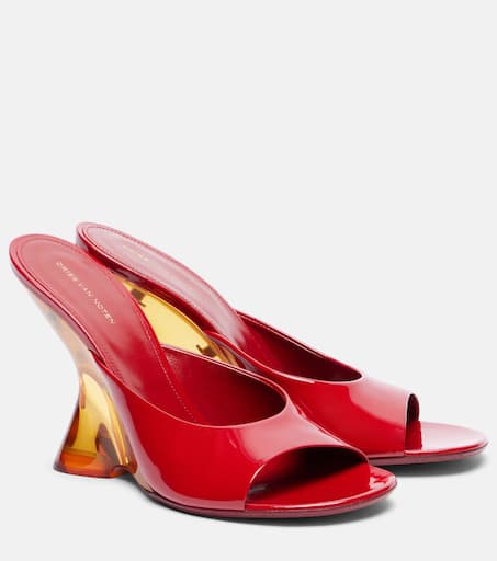 Patent leather wedge mules in red - Dries Van Noten | Mytheresa