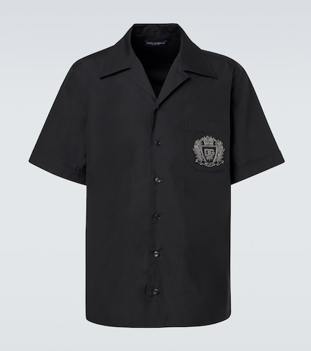 Logo cotton poplin bowling shirt