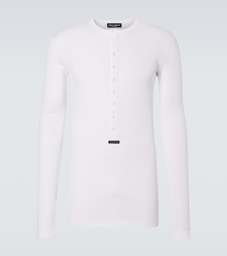 Dolce & Gabbana Ribbed-knit cotton Henley shirt