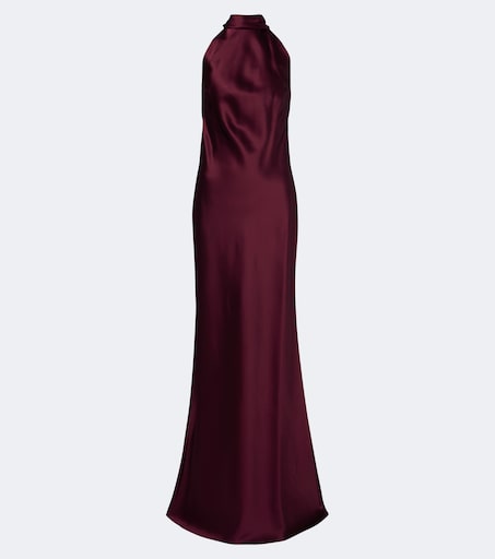Chilton halterneck satin gown