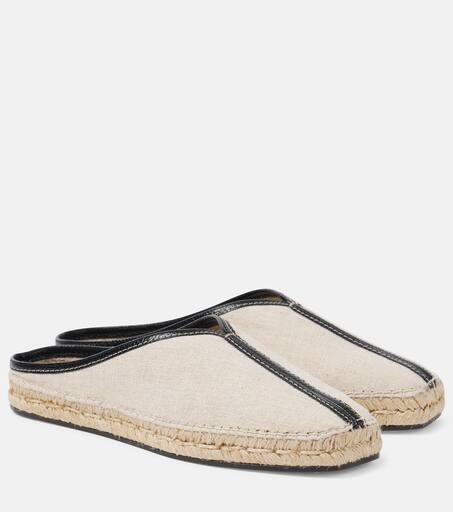 The Espadrille leather-trimmed mules in white - Toteme
