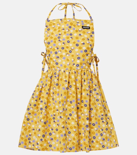 co.様、新品miu miu 花柄イエローエスパドリーユ Floral open-back cotton poplin minidress in yellow - Miu Miu