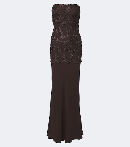 Embroidered floral mesh maxi dress
