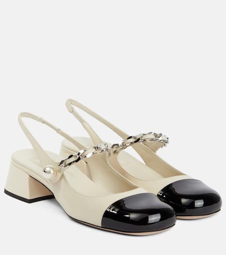 【関税込み】miu miu Slingback straps Miu Miu Vernice Strappy Leather Slingback Sandals - Bergdorf
