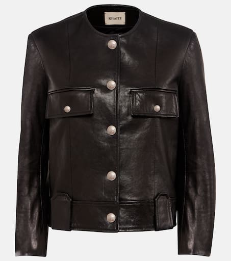 Laybin cropped leather jacket in black - Khaite | Mytheresa