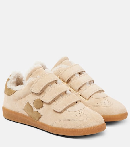Beth shearling-trimmed leather sneakers in brown - Isabel Marant | Mytheresa