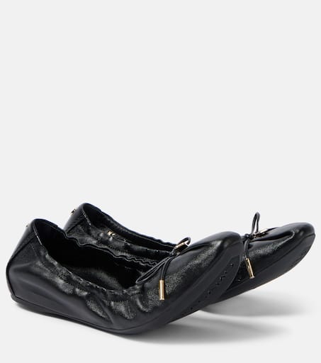 フラットシューズ SALVATORE FERRAGAMO Black Leather Joelle Ballerinas Joelle leather ballet flats in black - Ferragamo | Mytheresa