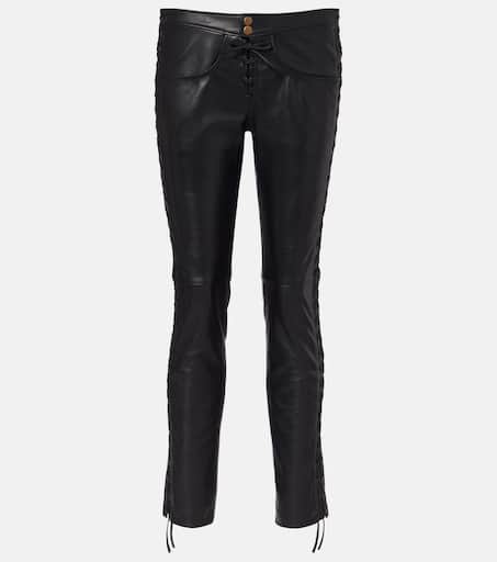 パンツ ISABEL MARANT PANTALONE SKINNY CYERRA IN PELLE Pantalones Cyerra de piel de tiro bajo en negro - Isabel