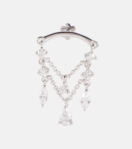 Diamond Drape Chandelier 18kt white gold single earring with 