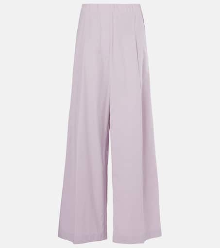 パンツ DRIES VAN NOTEN Lilac Crepe Pachas Pant High-rise cotton wide-leg pants in purple - Dries Van Noten