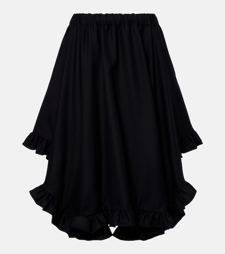 Ruffled tiered wool midi skirt in black - Noir Kei Ninomiya
