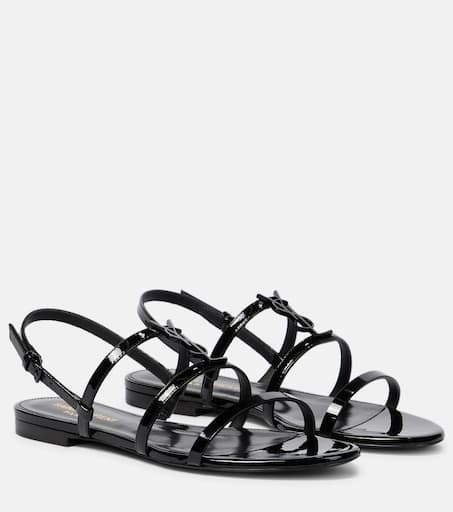 Cassandra sandal with black clearance logo in patent leather