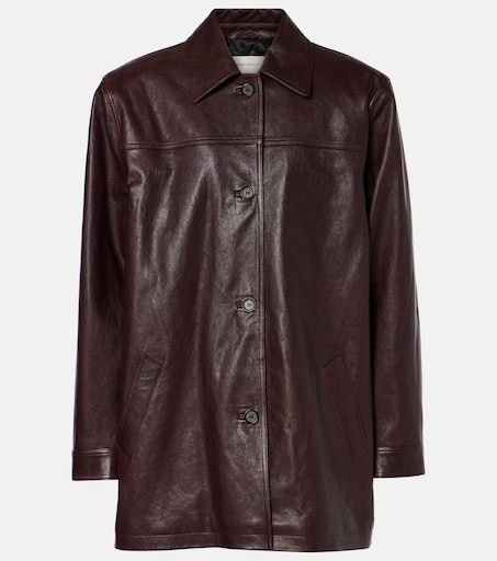 Oversized leather jacket in burgundy - Magda Butrym | Mytheresa