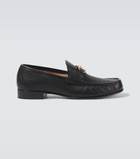 VLogo Signature leather loafers in black - Valentino