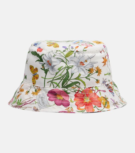 Floral silk bucket hat in white - Gucci | Mytheresa