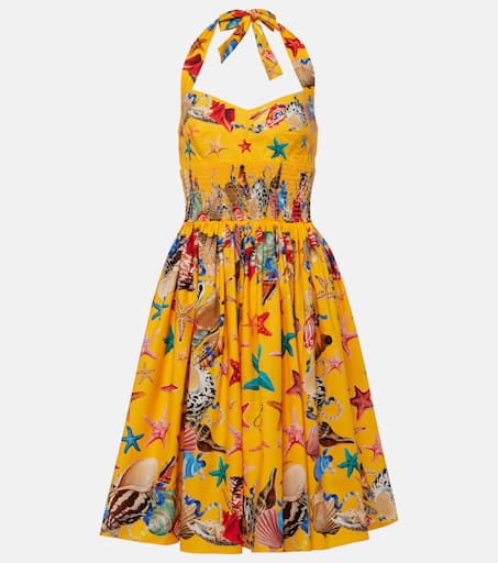 【送料&関税込】Dolce & Gabbana Cotton Midi Dress With E Cotton midi dress with floral print and tie details in Print