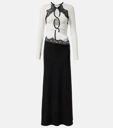 【Christopher Esber】 Beadedカットアウトジャージ maxiドレス Beaded cutout jersey maxi dress in black - Christopher Esber
