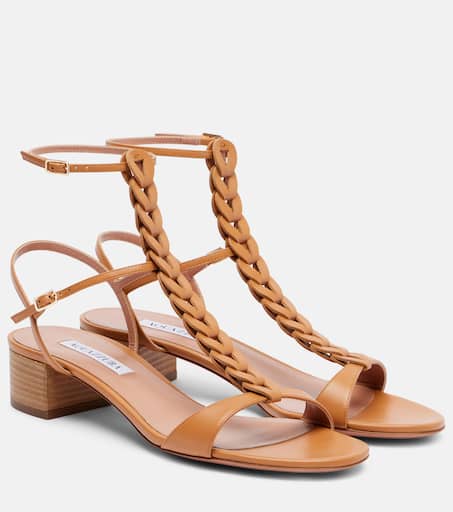 【Aquazzura】 Destiny Gladiator 35 編み込みレザー サンダル Destiny 35 gladiator sandals in brown - Aquazzura | Mytheresa
