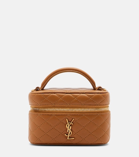 Gaby Micro leather vanity bag in brown - Saint Laurent | Mytheresa