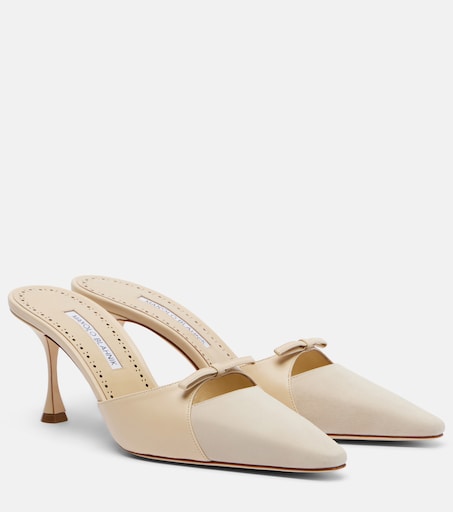 ✨あっちゃん✨MANOLO BLAHNIK スエード ミュール ベージュ Tapidpla leather and suede mules in beige - Manolo Blahnik | Mytheresa