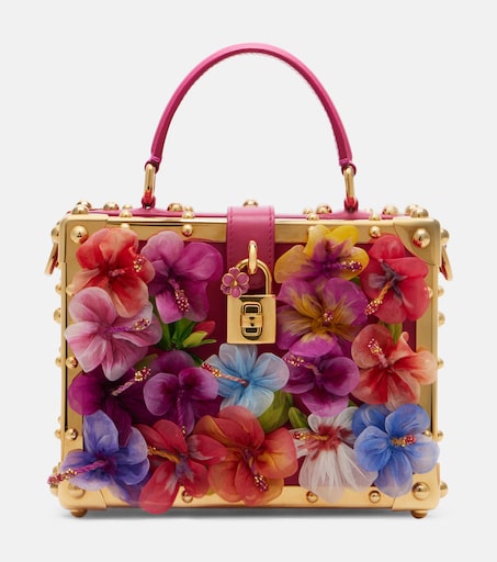 Dolce &amp; Gabbana フラワーポシェット Dolce Box bag in resin with embroidered flowers in FLORAL PRINT