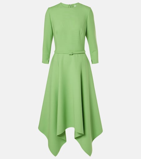 Asymmetric wool-blend midi dress in green - Oscar De La Renta | Mytheresa