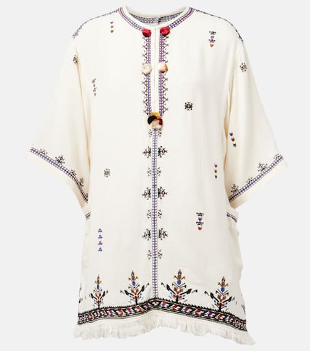 ☆MARANT ETOILE☆ ボンボン刺繍×フリンジミニドレス・Kressy♪ Kressy embroidered minidress in white - Marant Etoile