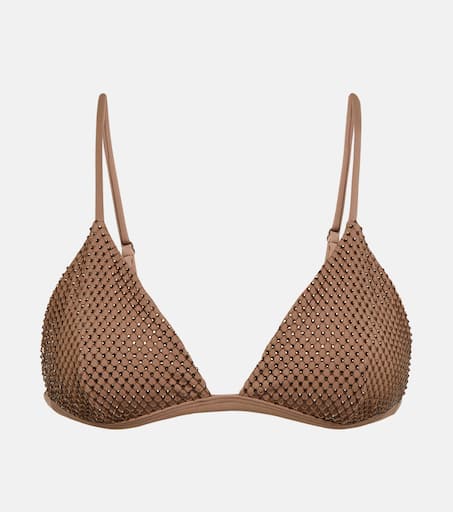 【Simkhai】 Joelle embellishedビキニトップ Joelle crystal-embellished bikini top in brown - Simkhai