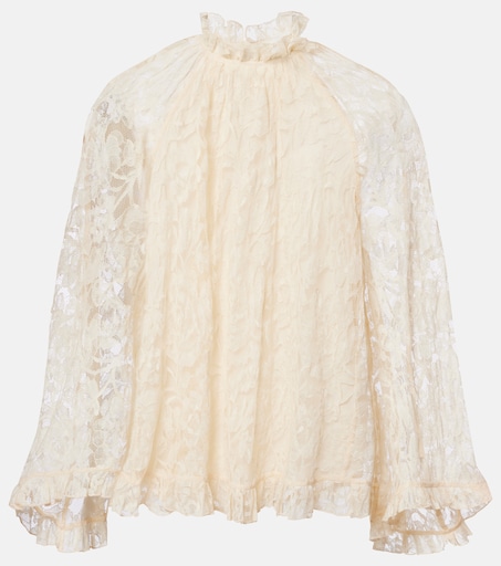 Carousel ruffled lace blouse in white - Zimmermann | Mytheresa