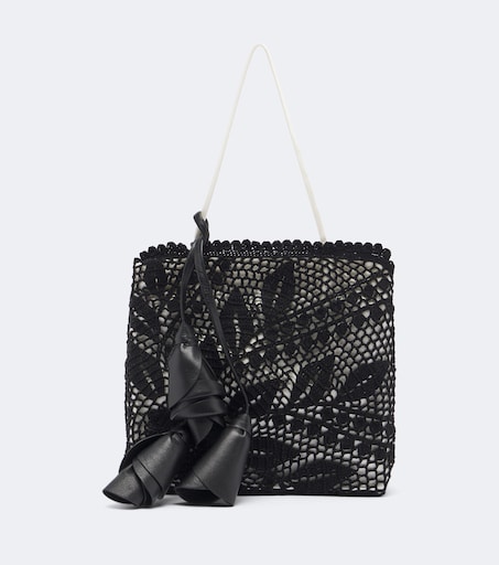 Julia crochet satin top-handle bag in black - Magda Butrym | Mytheresa