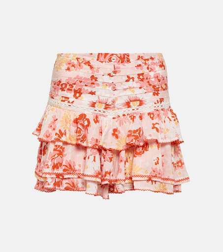 muguet spangle mini skirt pink Mサイズ　薔薇 Pink-Colorblock-Ruffle-Tulle-