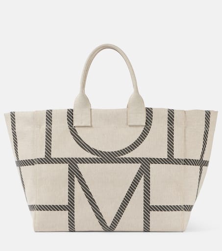 Monogram canvas tote bag in white - Toteme | Mytheresa
