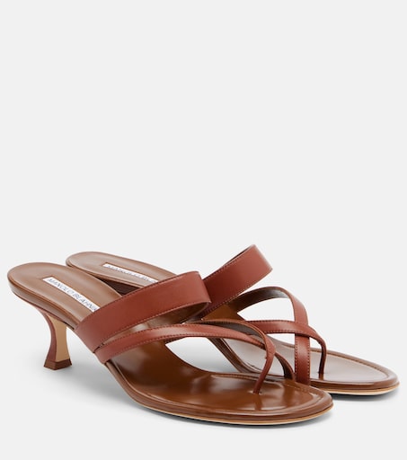 Susa leather thong sandals in brown - Manolo Blahnik | Mytheresa