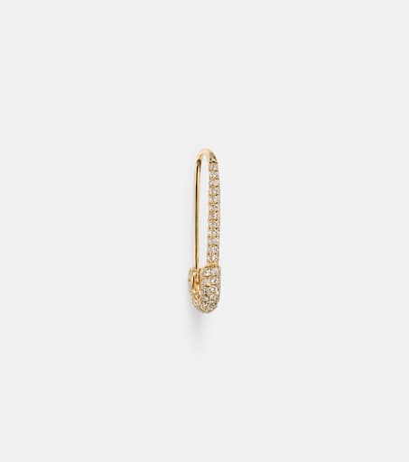 Safety Pin 18kt gold single earring with diamonds in gold - Anita Ko 