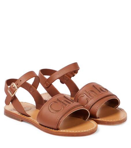Logo leather sandals in brown - Chloe Kids | Mytheresa