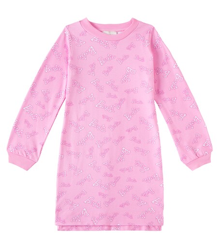 x Barbie printed cotton-blend jersey dress in pink - Monnalisa | Mytheresa