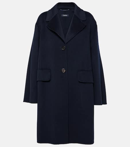 コート Max Mara Dark Blue Wool Blend Jene Coat Max Mara Jene Long Wool Cashmere Wrap Coat - Bergdorf Goodman