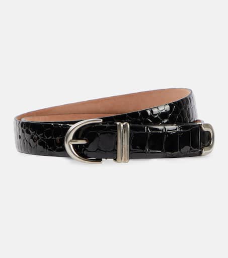 Bambi croc-effect patent leather belt in black - Khaite