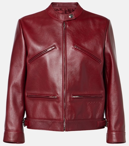 GUCCI★素敵！Red Biker Leather Jacket w/quilted Lining $5100 New Gucci Women's Red Biker Leather Jacket w/quilted