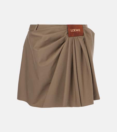 Draped cotton and silk miniskirt in brown - Loewe | Mytheresa