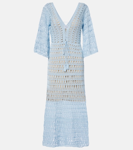 Crochet cotton maxi dress in blue - Anna Kosturova | Mytheresa Crochet cotton maxi dress in blue - Anna Kosturova | Mytheresa